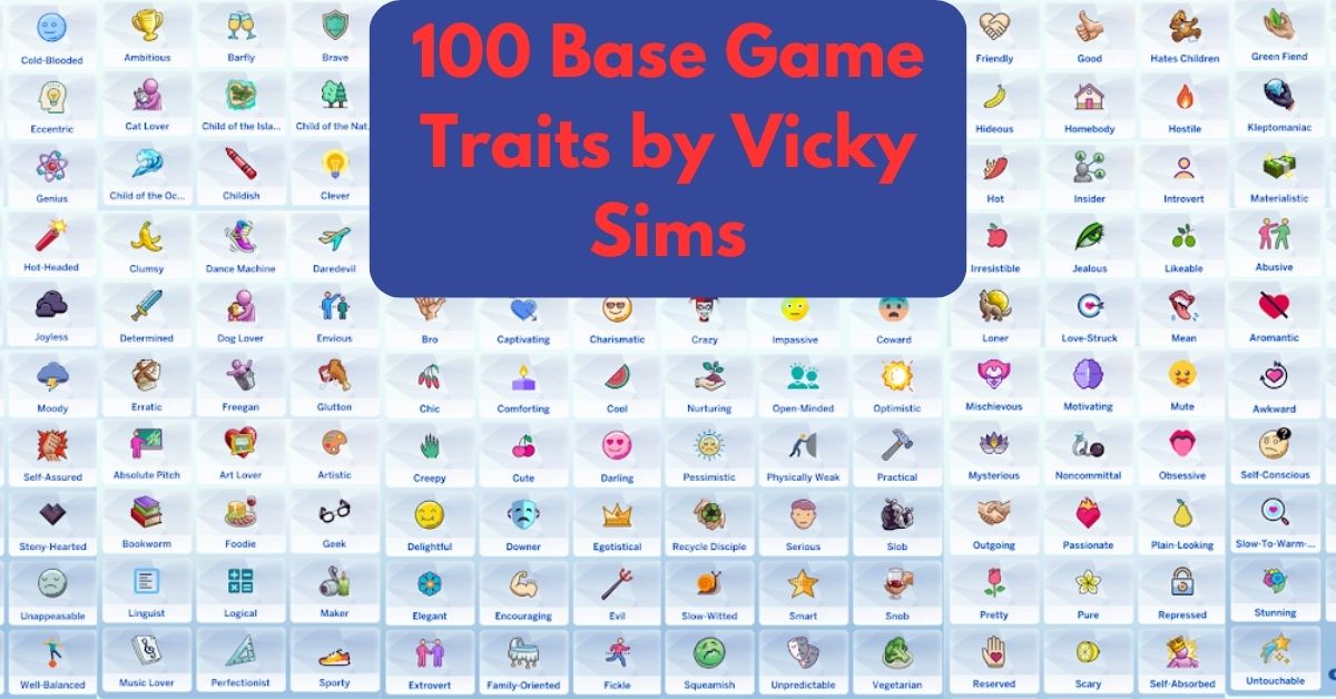 100 Base Game Traits by Vicky Sims
